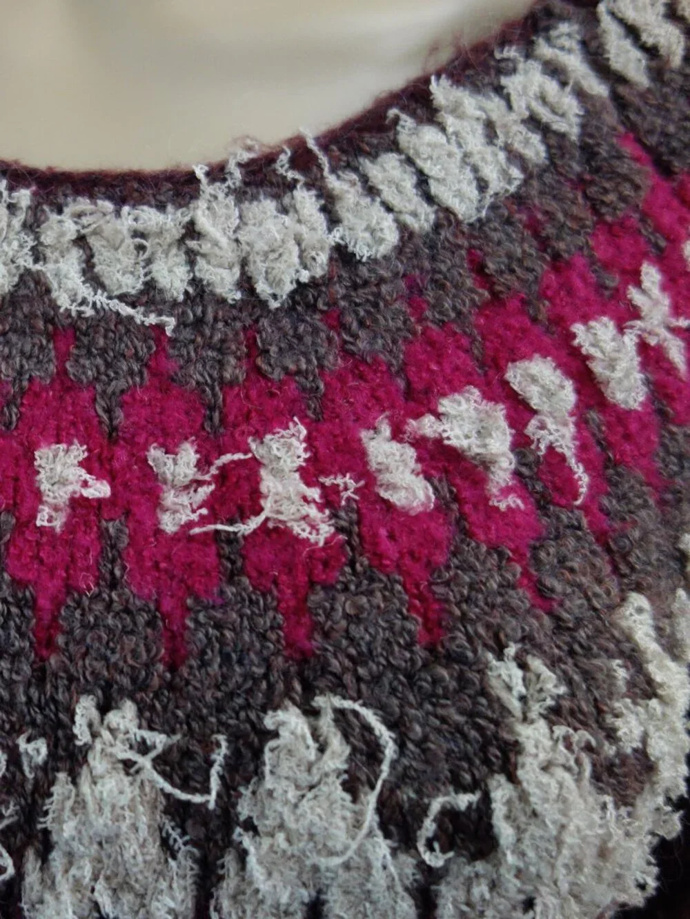 Free People Baltic Fair Isle Maroon Wool Alpaca blend Sweater (M) EUC